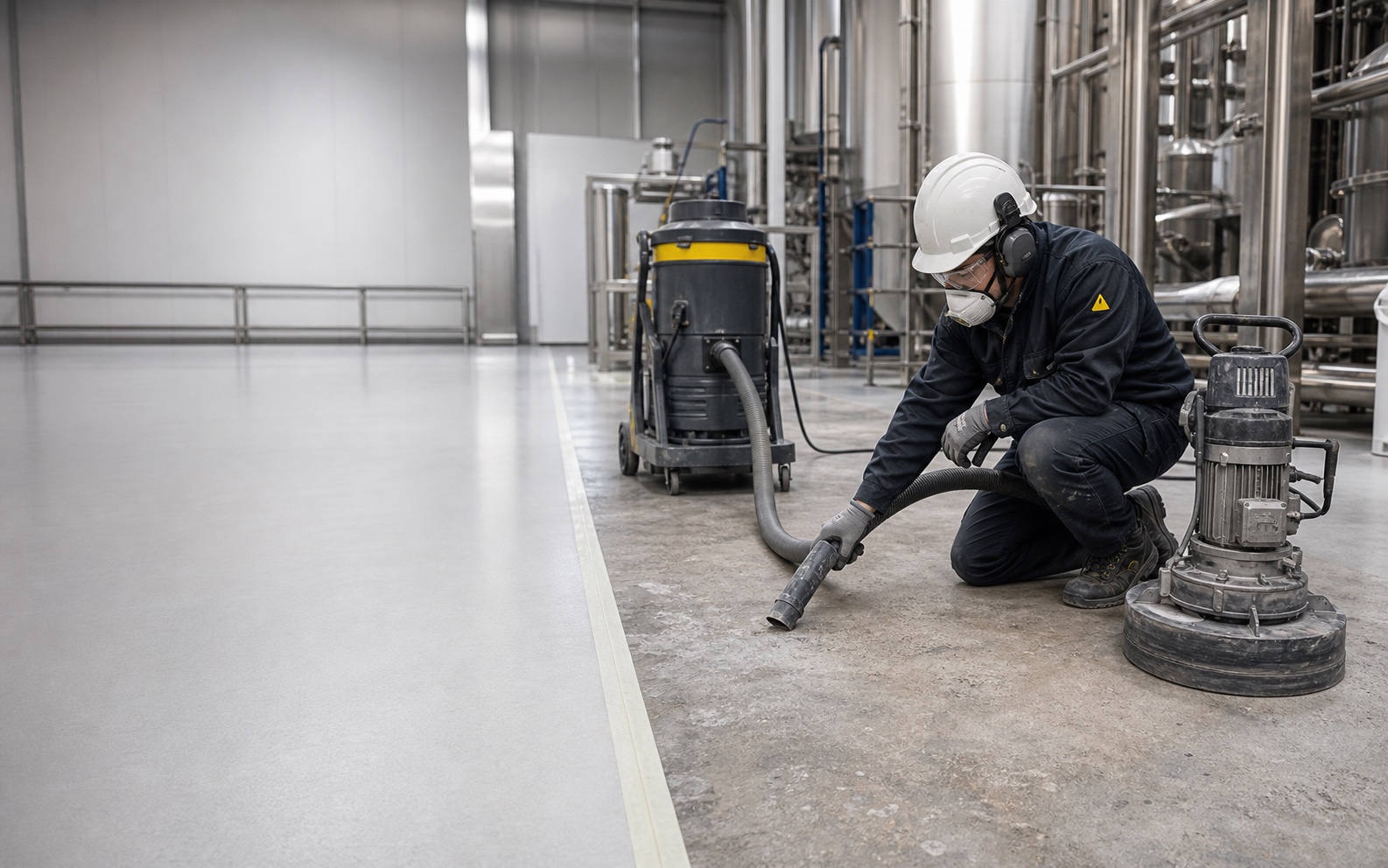 Preparación técnica de un piso industrial en una planta
