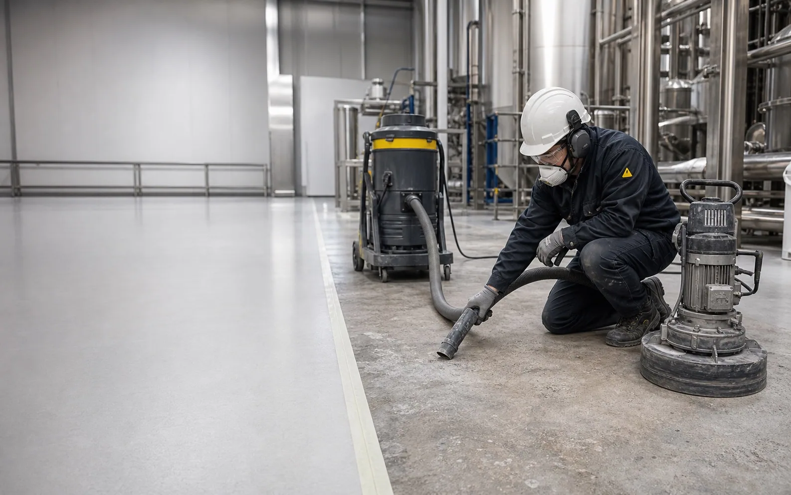 Preparación técnica de un piso industrial en una planta
