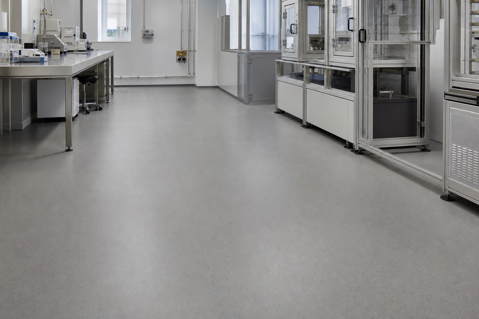 Aplicación ilustrativa de un piso técnico terminado en un laboratorio
