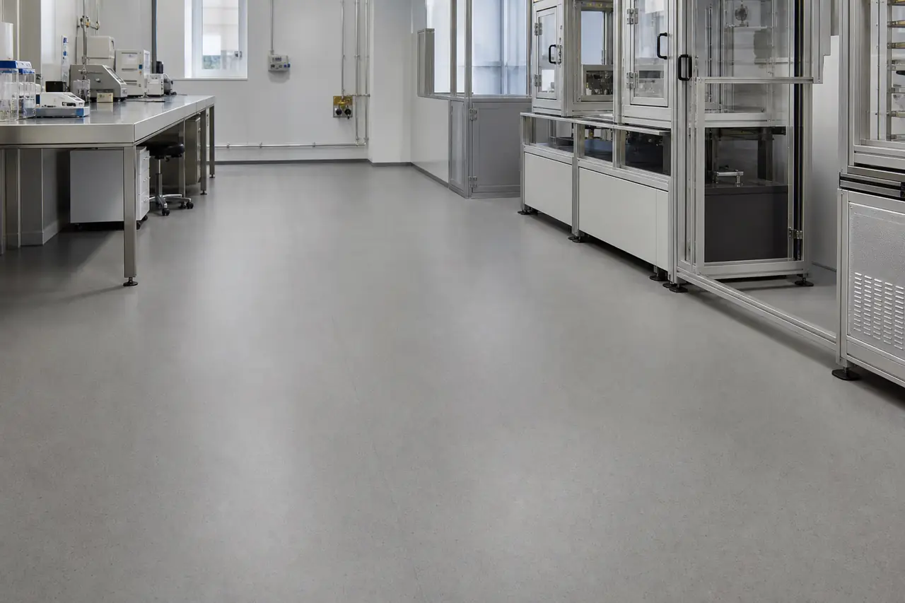 Aplicación ilustrativa de un piso técnico terminado en un laboratorio